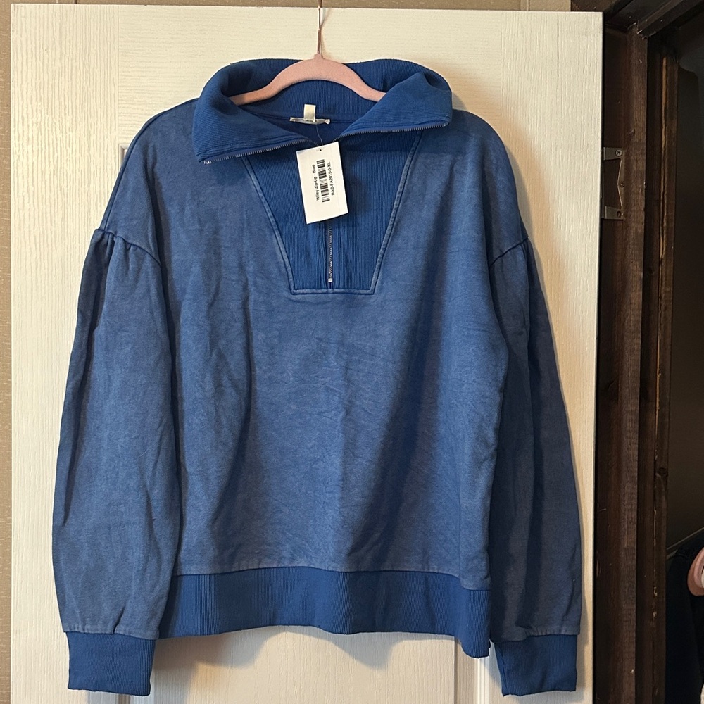 Women's Blue Half-Zip Sweatshirt